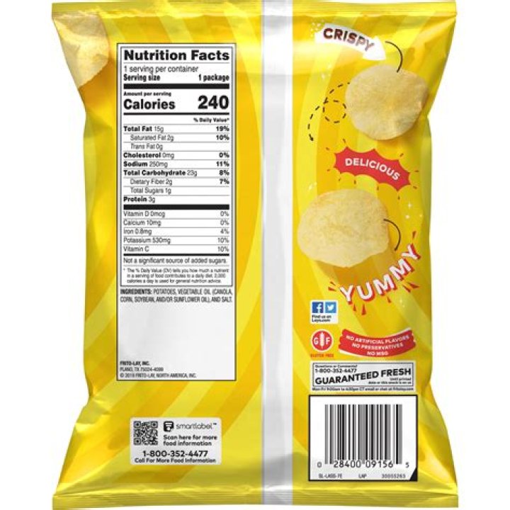 How many grams are in a Lays potato chip?